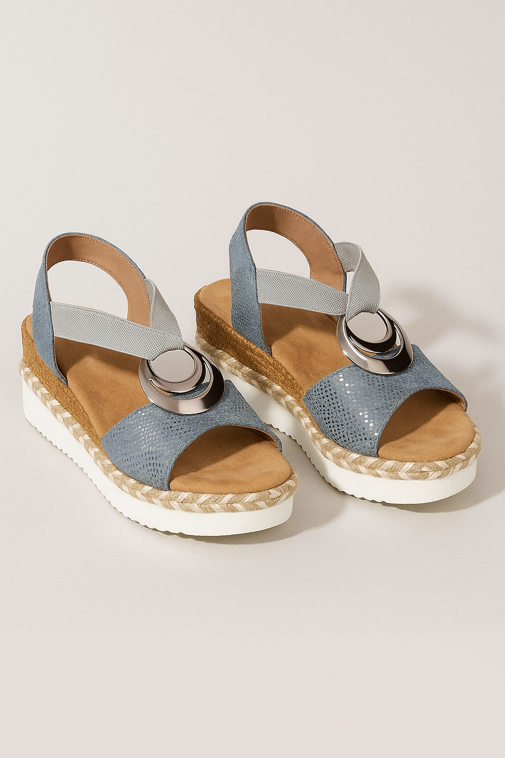Sandali Uomo Neri Platform in Pelle Sintetica con Fascia Elastica e Anello Metallico - Blu - anello elastica fascia lenta metallizzato platforme sandalen sandali sandali platforme sandals schoenen - Concept Palermo