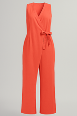 Elegante zwarte dames jumpsuit zonder mouwen van linnen S/M/L