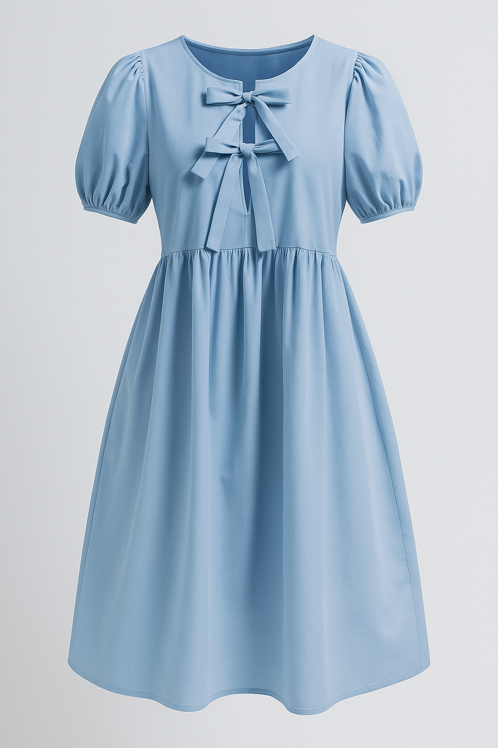 Abito Donna con Maniche a Palloncino - Blu - abito abito casual abito chic abito da festa abito donna abito elegante donna dresses fiocco anteriore maniche maniche a palloncino moda femminile palloncino stile versatile tessuto traspirante varianti di colore - Concept Palermo