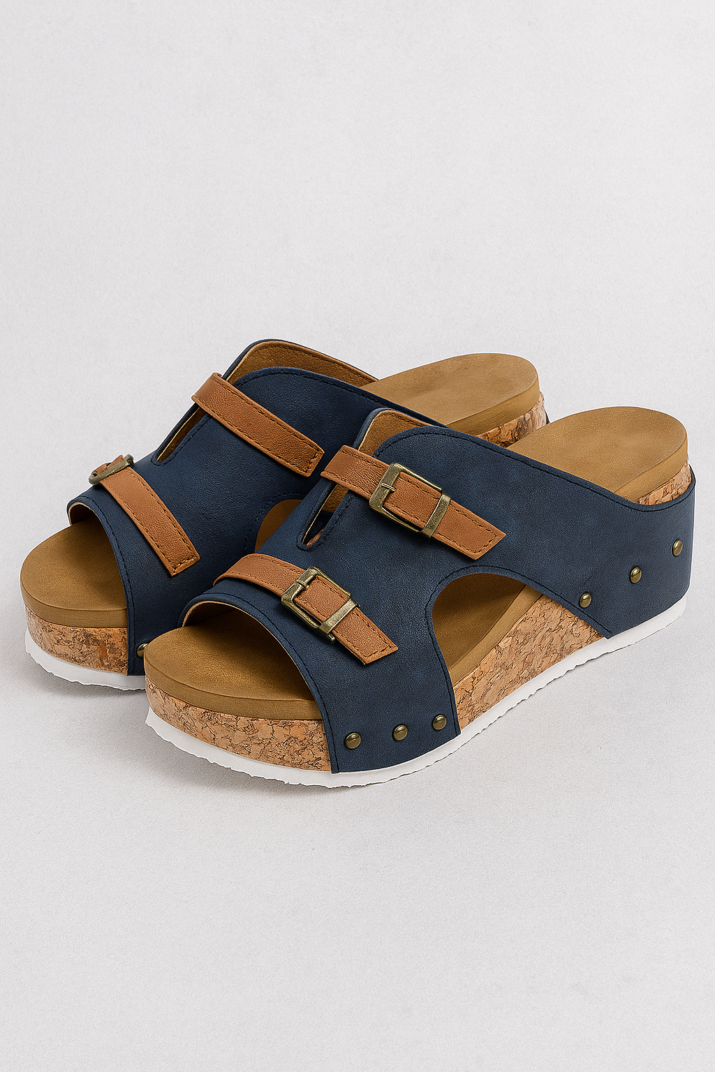 Sandali con zeppa da donna con cinturini con fibbia - Blu - cinturini donna fibbia sandali sandali zeppa Sandals zeppa - Concept Palermo