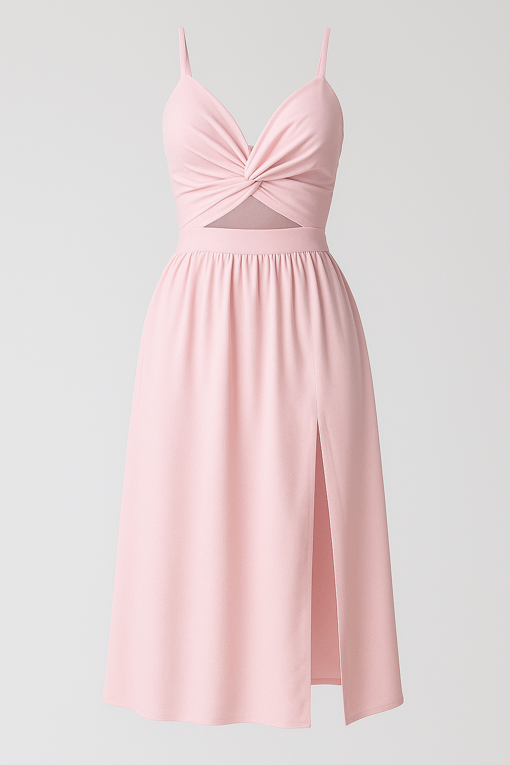 Abito Midi con Spalline Sottili Donna - Rosé - abito abito cocktail abito con spacco alto abito con spalline sottili abito estivo elegante abito midi abito midi elegante abito sexy con dettagli cut-out abito versatile donna dresses midi moda femminile sottili spalline vestito da sera vestito per matrimoni - Concept Palermo
