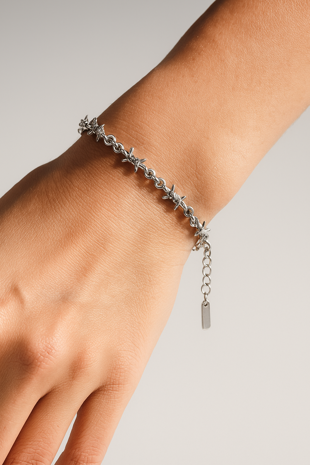 Braccialetto Donna Spinoso in Filo di Metallo Argentato, Stile Punk Rock - - braccialetti braccialetti filo bracelet for men BRACELET FOR WOMEN BRACELETS donna filo jewelry spinato - Concept Palermo