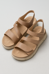 Zwarte damessandalen van echt leer met lage comfortabele sleehak - elegante zomerschoenen