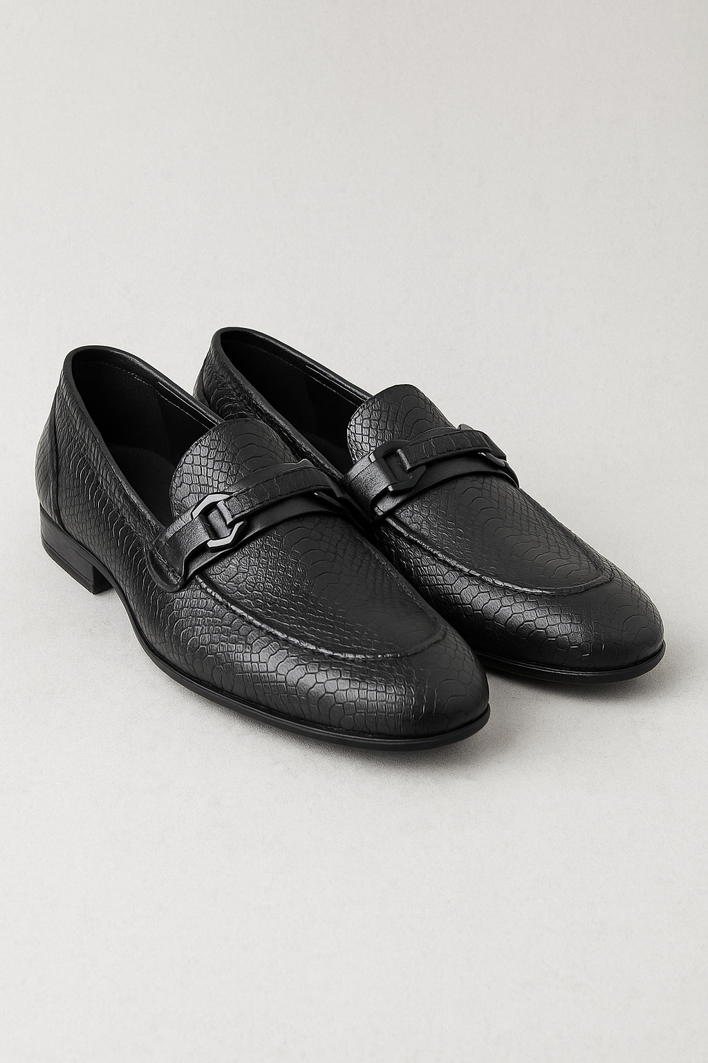 Mocassini Uomo in Pelle Nera con Motivo Scaglie di Serpente Eleganti - Nero - loafer motivo Occasion:Formal pelle scagliette shoes Shoes men uomo uomo loafer - Concept Palermo