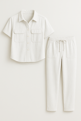 Licht katoenen zomeroutfit voor dames, effen kleur, maten S-XL