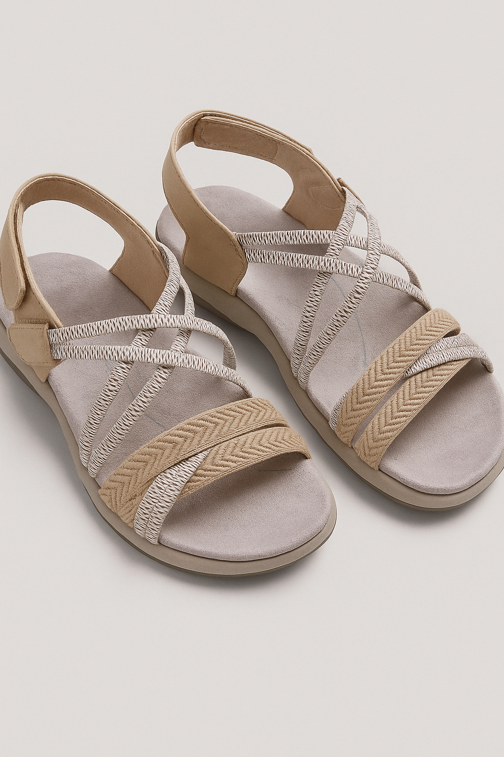Sandali Donna Comodi Regolabili per Passeggio Outdoor, Leggeri Antiscivolo - Albicocca - aperto casual cinturini donna passeggio regolabili sandali sandali passeggio Sandals women - Concept Palermo