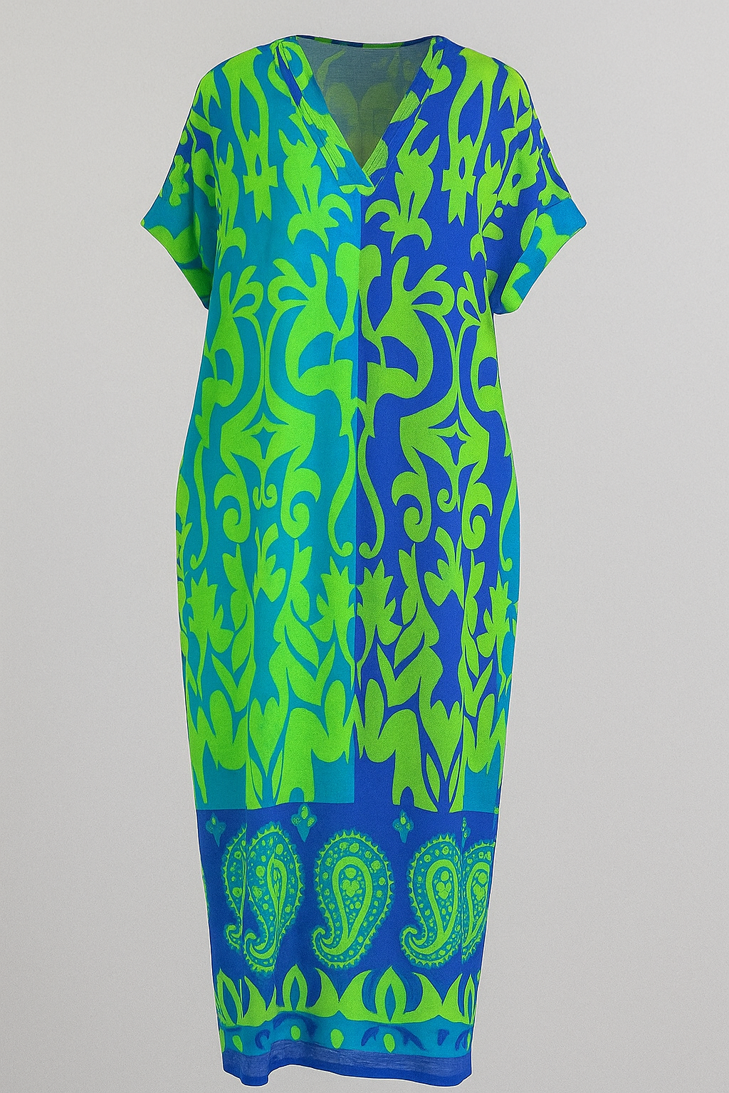 Vestito Midi Floreale Donna Elegante Estivo per Cerimonia, Festa, Cocktail - Vari Colori e Taglie - Azzurro - abito abito donna abito elegante abito floreale abito leggero abito romantico abito senza maniche abito versatile donna dresses eleganza femminile floreale moda boho-chic stampa vestito da cerimonia vestito primaverile - Concept Palermo
