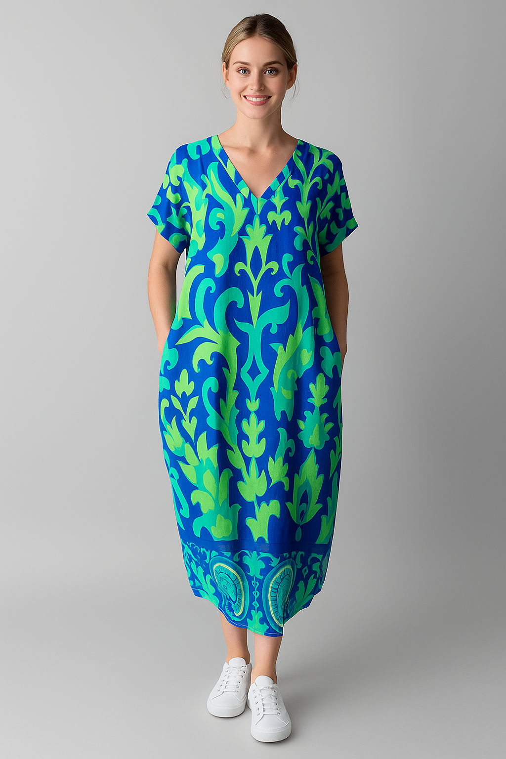 Vestito Midi Floreale Donna Elegante Estivo per Cerimonia, Festa, Cocktail - Vari Colori e Taglie - - abito abito donna abito elegante abito floreale abito leggero abito romantico abito senza maniche abito versatile donna dresses eleganza femminile floreale moda boho-chic stampa vestito da cerimonia vestito primaverile - Concept Palermo