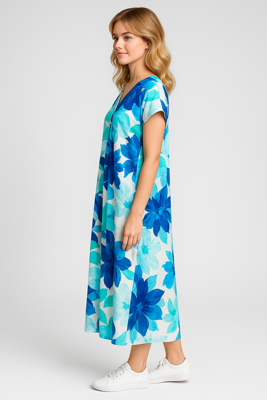 Vestito Midi Floreale Donna Elegante Estivo per Cerimonia, Festa, Cocktail - Vari Colori e Taglie - - abito abito donna abito elegante abito floreale abito leggero abito romantico abito senza maniche abito versatile donna dresses eleganza femminile floreale moda boho-chic stampa vestito da cerimonia vestito primaverile - Concept Palermo