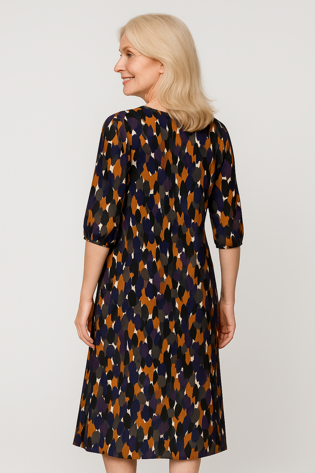 Abito Donna Stampa Vintage - - abito abito alla moda abito da cerimonia abito donna abito elegante abito versatile donna dresses look raffinato moda chic stampa stampa vintage tessuto morbido V-hals abito vestito con maniche a sbuffo vintage - Concept Palermo