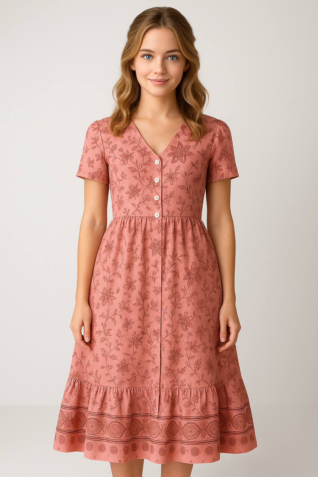 Abito Estivo Floreale Donna Scollo a V in Cotone Leggero - - abito abito casual abito estivo abito floreale cotone donna dresses estivo floreale looks estivi moda casual moda estiva scollo scollo a V taglie disponibili S-4XL vestito estivo vestito floreale - Concept Palermo