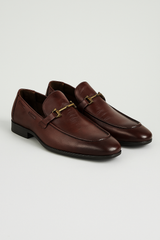 Elegante herenmocassins van echt bruin leer met ring, ideaal voor kantoor en vrije tijd
