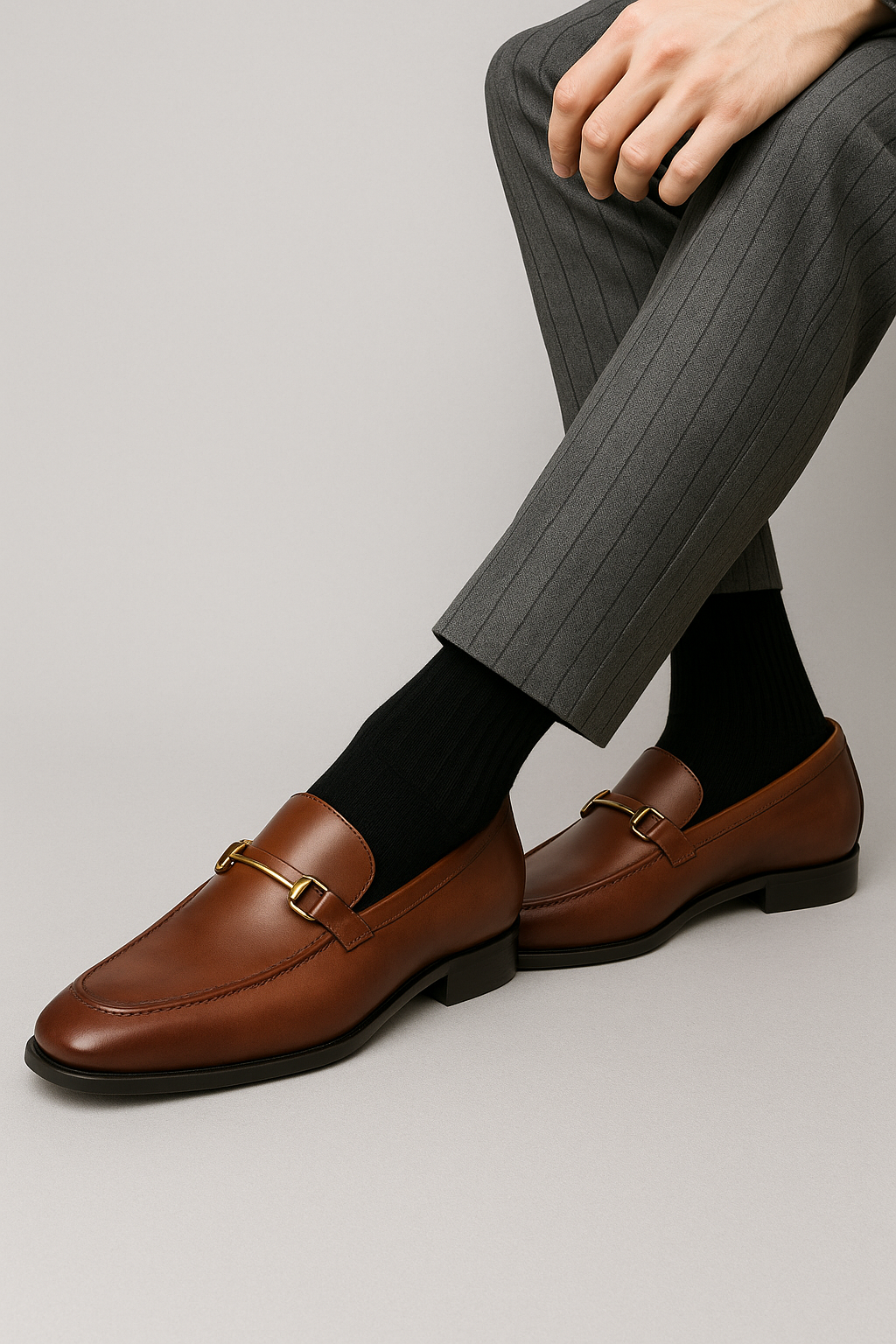 Mocassini da uomo classici in vera pelle marrone con anello, eleganti per ufficio e tempo libero - - anello classici decorativo marroni Men's Shoes mocassini mocassini classici pelle shoes - Concept Palermo