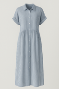 Abito Midi Donna a Strisce con Tasche, Vestito Estivo Casual Elegante