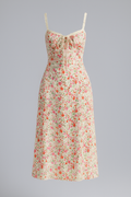 Vestido de longitud media con detalles de encaje floral estilo vintage para mujer