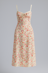 Middellange jurk met vintage stijl bloemige kantdetails Dames