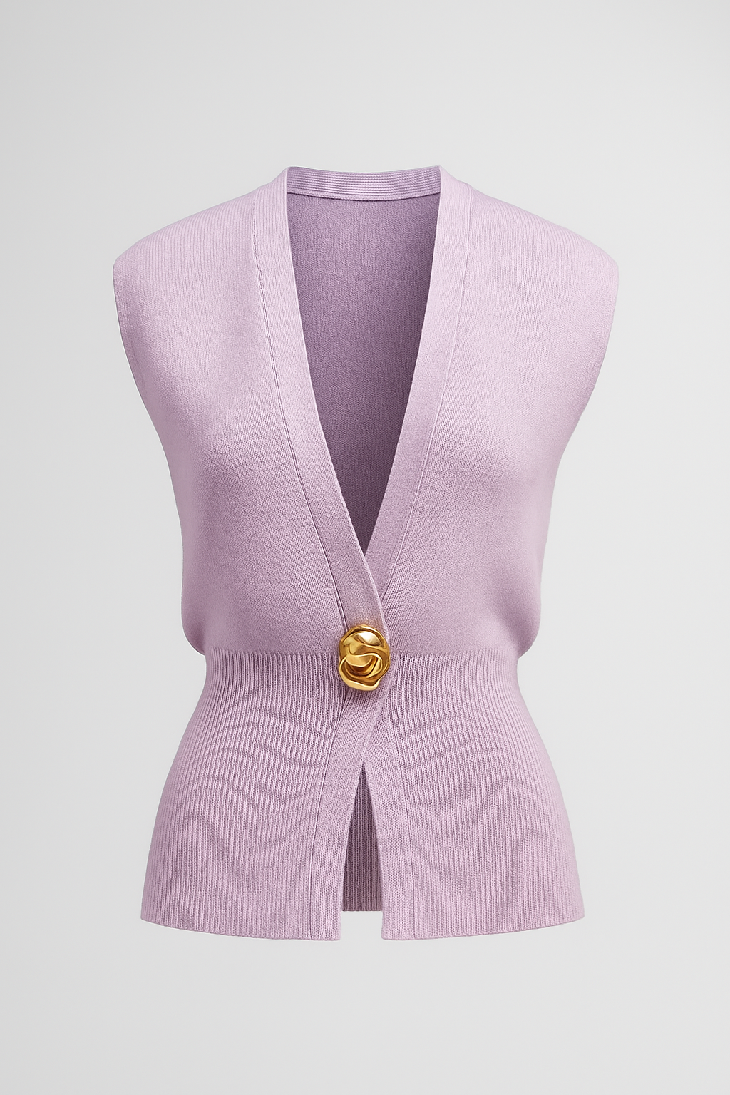 Gilet a maglia per donna con bottone dorato - Viola - bottone donna fashion gilet gilet maglia Knitted Tops maglia women women's top clothes Womens womens fashion - Concept Palermo