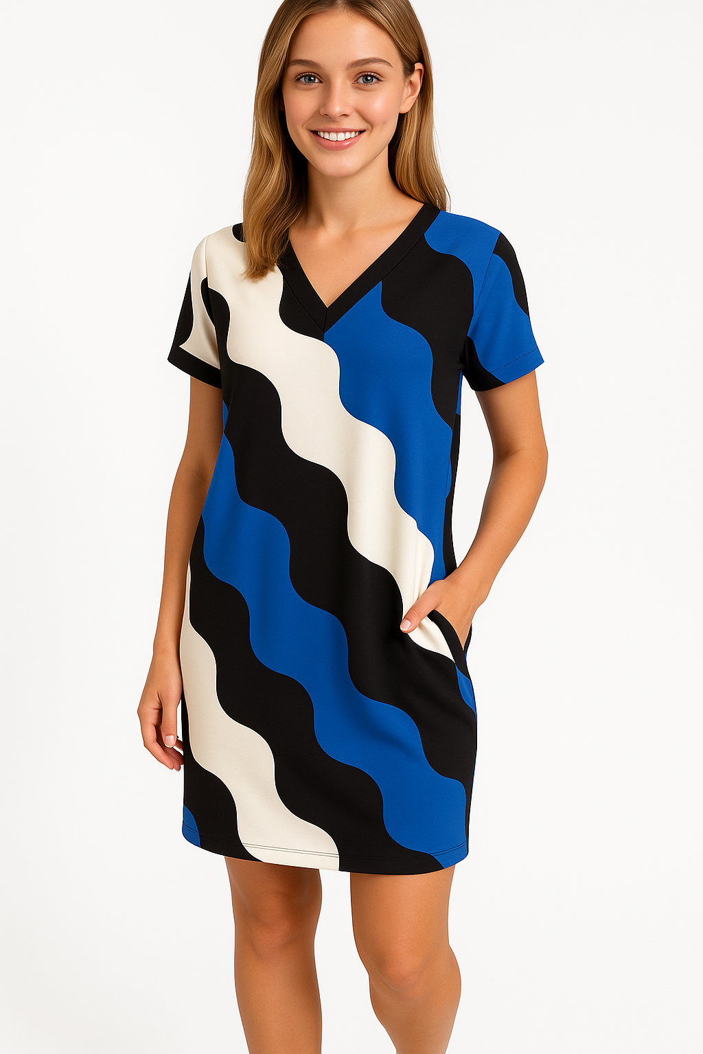 Abito Donna con Décolleté a V - - abiti da donna abito abito blu abito corto abito donna abito elegante abito facile da mantenere abito femminile abito rosa abito verde donna décolleté décolleté a V vestito per occasioni speciali vestito versatile - Concept Palermo
