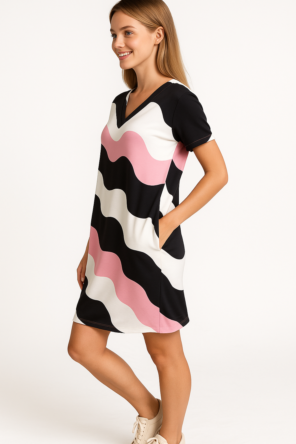 Abito Donna con Décolleté a V - - abiti da donna abito abito blu abito corto abito donna abito elegante abito facile da mantenere abito femminile abito rosa abito verde donna décolleté décolleté a V vestito per occasioni speciali vestito versatile - Concept Palermo