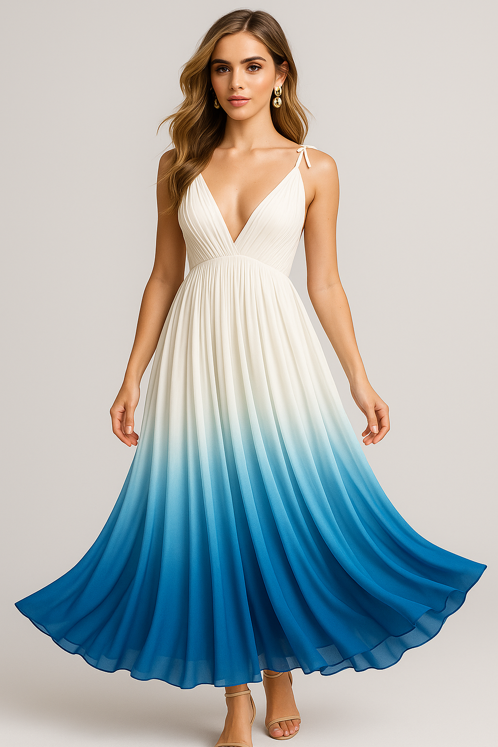 Maxikleid Ombre con scollo a V profondo Donna - - donna dresses fashion maxikleid maxikleid ombre ombre profondo scollo women Womens womens fashion - Concept Palermo