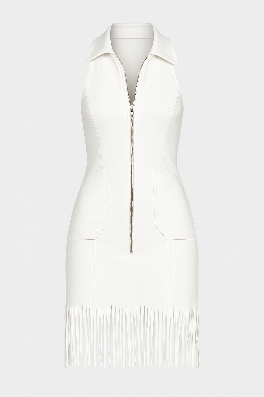 Vestitino mini bianco con frange e zip Donna - Bianco - donna dresses fashion frange vestitino vestitino frange women fashion Womens - Concept Palermo