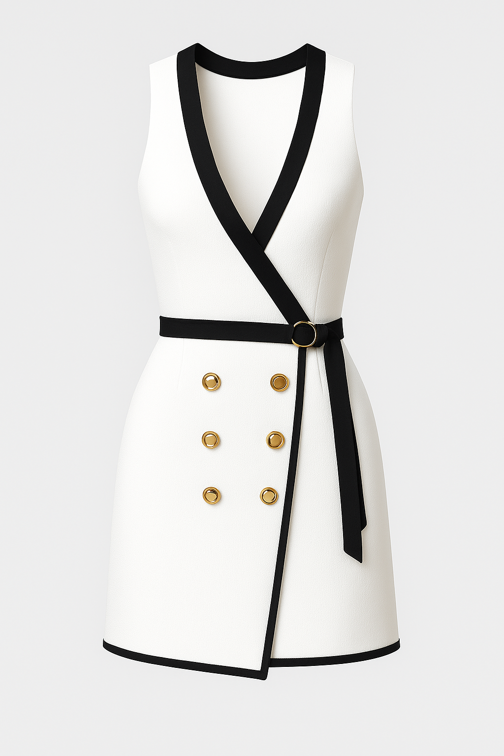 Vestito a tubino bianco e nero con bottoni dorati Donna - Bianco - bottoni donna dorati dresses fashion Fashion & Casual fashion occasion: going out fashion occasion: night out tubino vestito vestito tubino women women fashion womens fashion - Concept Palermo
