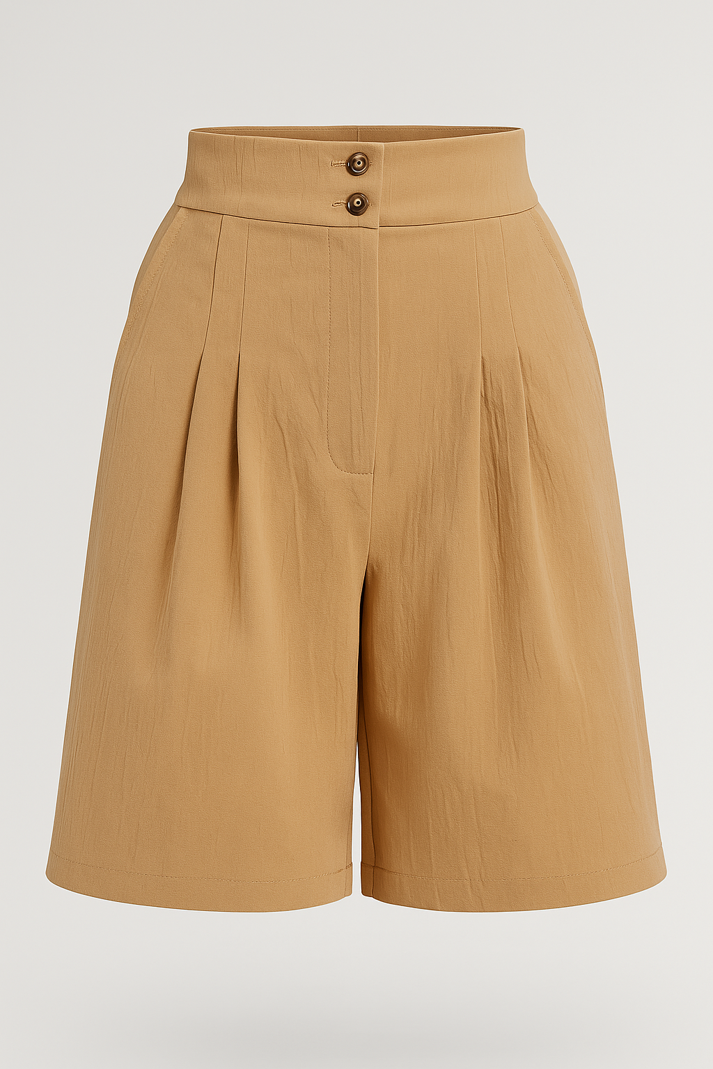 Shorts da donna con bottone e gamba larga - Khaki - arabella | shorts da donna con bottone e gamba larga - €25 bottone donna Frauen gamba hextom Hosen & Shorts larga Loose hose shorts shorts donna Summer shorts Wide leg hose - Concept Palermo