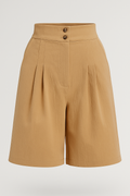 Shorts de mujer con botón y pierna ancha