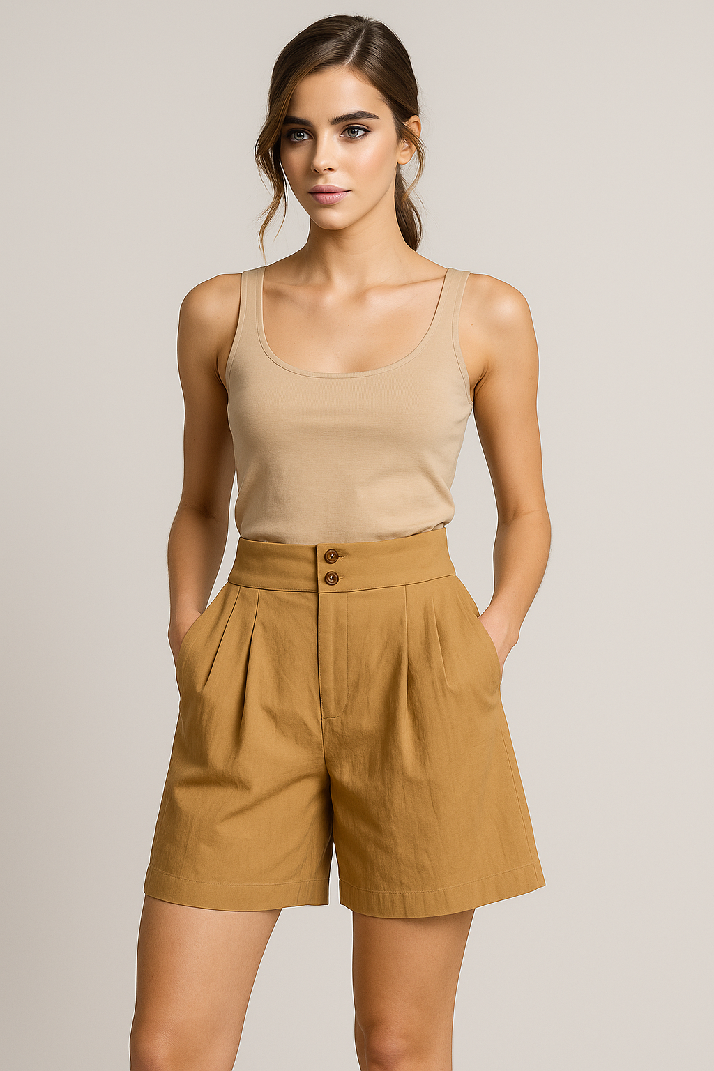 Shorts da donna con bottone e gamba larga - - arabella | shorts da donna con bottone e gamba larga - €25 bottone donna Frauen gamba hextom Hosen & Shorts larga Loose hose shorts shorts donna Summer shorts Wide leg hose - Concept Palermo