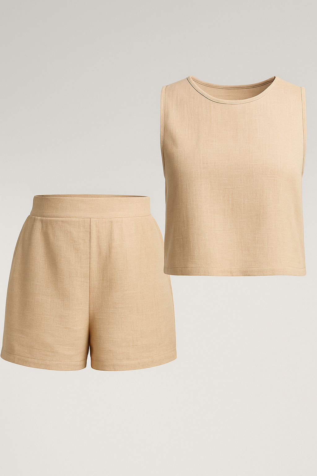 Set estivo senza maniche a due pezzi - Albicocca - bequeme Shorts elegante Sommermode estivo estivo maniche farblich kombinierbar leichte Bekleidung lässige Anlässe maniche moderne Kleidungsstücke outfit sets pezzi Sommer Outfit Trendige Damenmode zwei-teiliges Set ärmelose Weste - Concept Palermo
