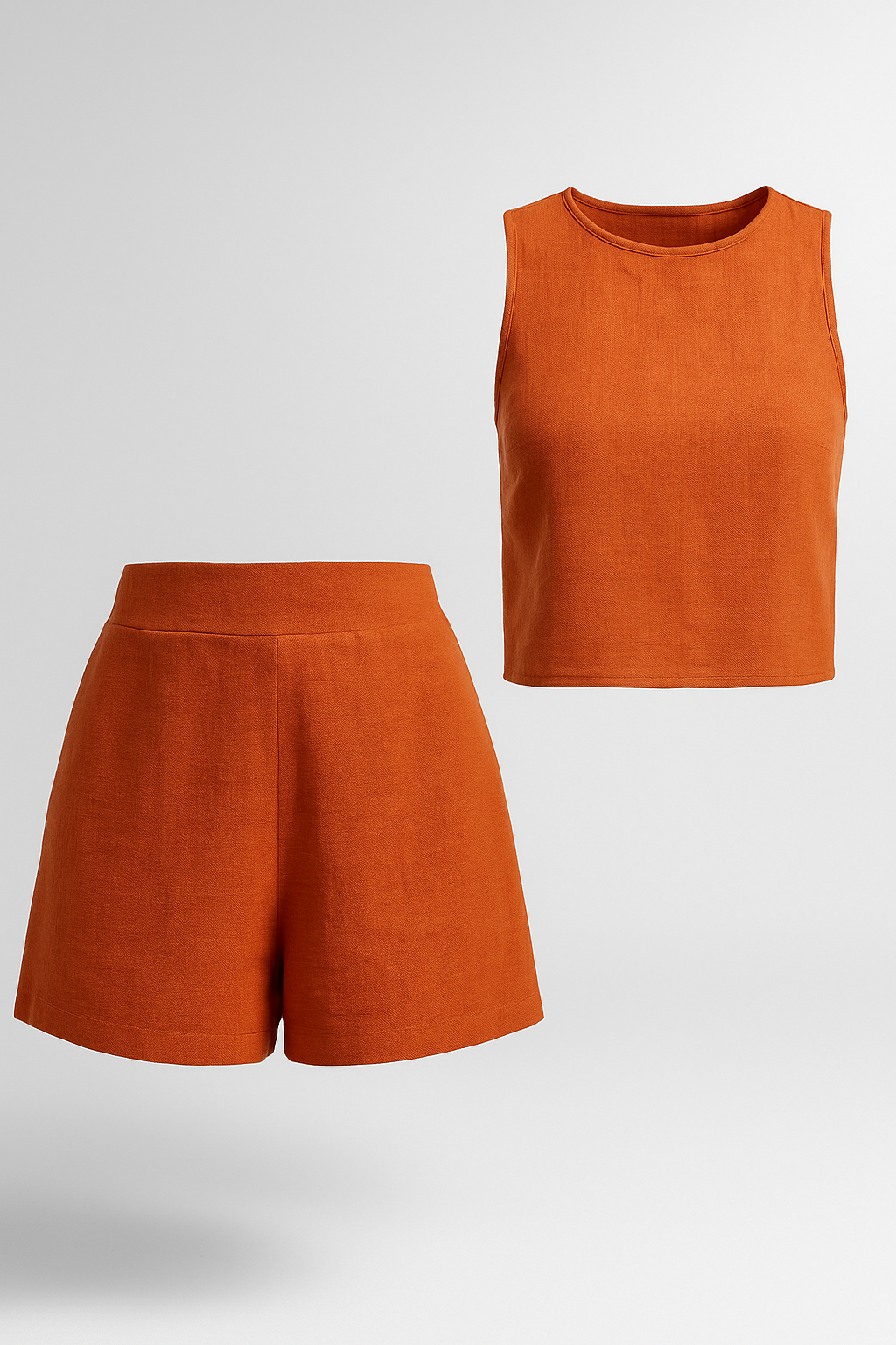 Set estivo senza maniche a due pezzi - Arancione - bequeme Shorts elegante Sommermode estivo estivo maniche farblich kombinierbar leichte Bekleidung lässige Anlässe maniche moderne Kleidungsstücke outfit sets pezzi Sommer Outfit Trendige Damenmode zwei-teiliges Set ärmelose Weste - Concept Palermo