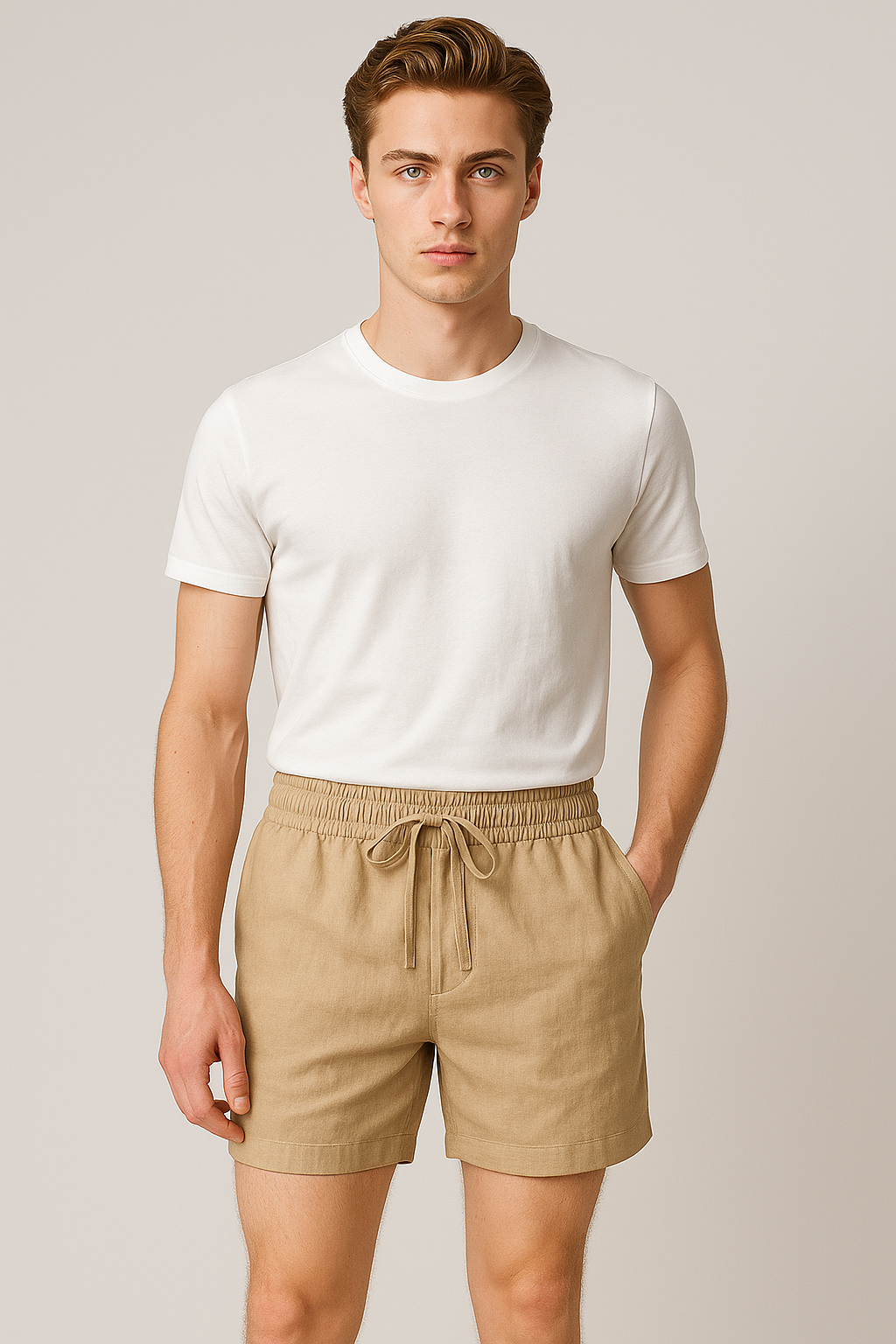 Pantaloncini di lino leggeri per uomo - - Atmungsaktive Shorts Cooler Stil Herren Shorts komfortable Shorts leggeri lino lässige Shorts pantaloncini pantaloncini lino shorts Sommer Look Sommermode Männer strand shorts tägliche Freizeitkleidung uomo verstellbarer Kordelzug - Concept Palermo