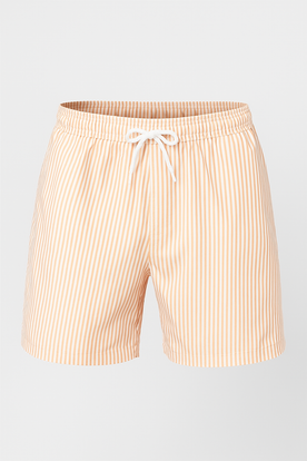 Shorts da bagno a righe per uomo - Leggeri, a rapida asciugatura e alla moda - Arancione - aktive Freizeitkleidung alla asciugatura Badebekleidung Herren Badeshorts Herren bagno gestreifte Badehose komfortable Badeshorts Kordelzug Badeshorts leggeri Linen Men moda rapida righe schnelltrockende Badehose schwimmen Shorts shorts Solid Sommermode Herren Strandoutfit Herren - Concept Palermo