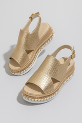 Heren slingback plateau sandalen met metallic afwerking, elegant en zomers
