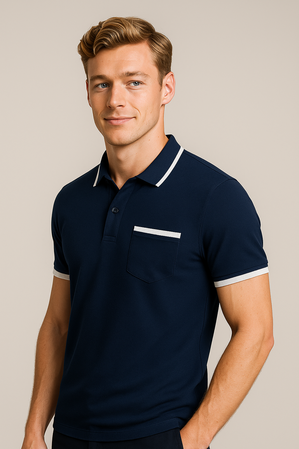 Polo da uomo con dettagli a contrasto - - contrasto dettagli men men's top clothes polo polo uomo uomo - Concept Palermo