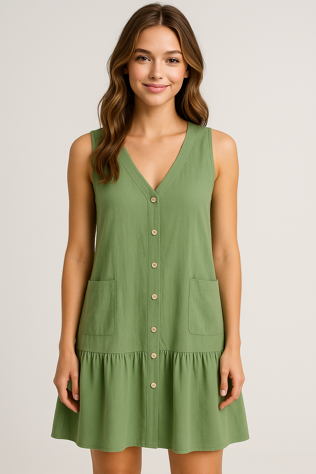 Abito da spiaggia senza maniche in tessuto fluido Donna - - abito abito spiaggia cute summer dress donna dresses fashion fashion style: summer fluido Frauen Kleider maniche spiaggia SUMMER summer dress tessuto - Concept Palermo