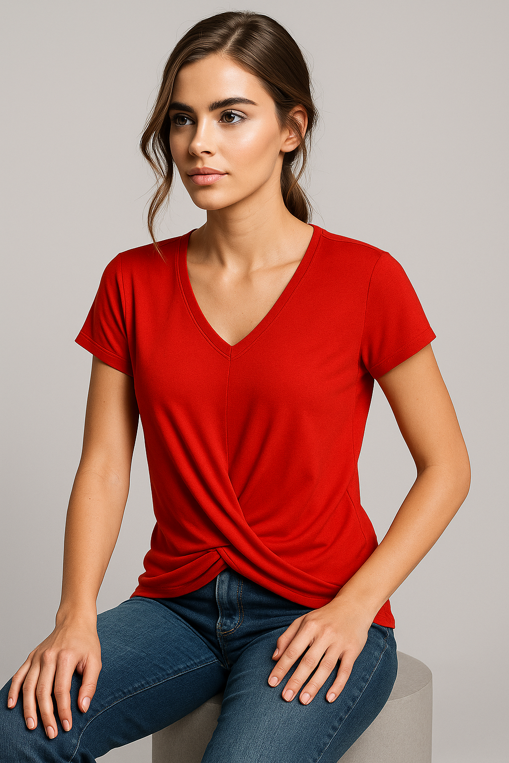 Maglietta con scollo a V in tessuto morbido e leggero Uomo - - Frauen Oberteil leggero maglietta maglietta scollo scollo Summer tessuto uomo women's top clothes - Concept Palermo