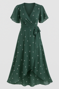 Vestito Midi Floreale Donna Elegante - Abito Estivo con Stampa Fiori
