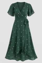 Elegante dames midi jurk met bloemenprint - Zomerjurk met bloemen
