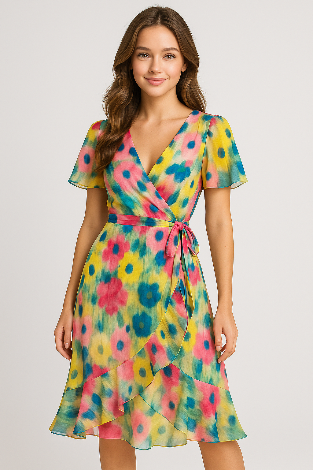 Vestito Midi Floreale Donna Elegante - Abito Estivo con Stampa Fiori - - donna dresses floreale Frauen Kleider midi SUMMER vestito vestito floreale - Concept Palermo