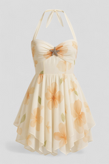Mini bloemenjurk van chiffon Dames