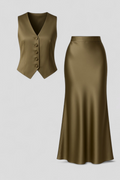 Conjunto elegante para mujer con top corto y falda midi - conjunto coordinado de verano