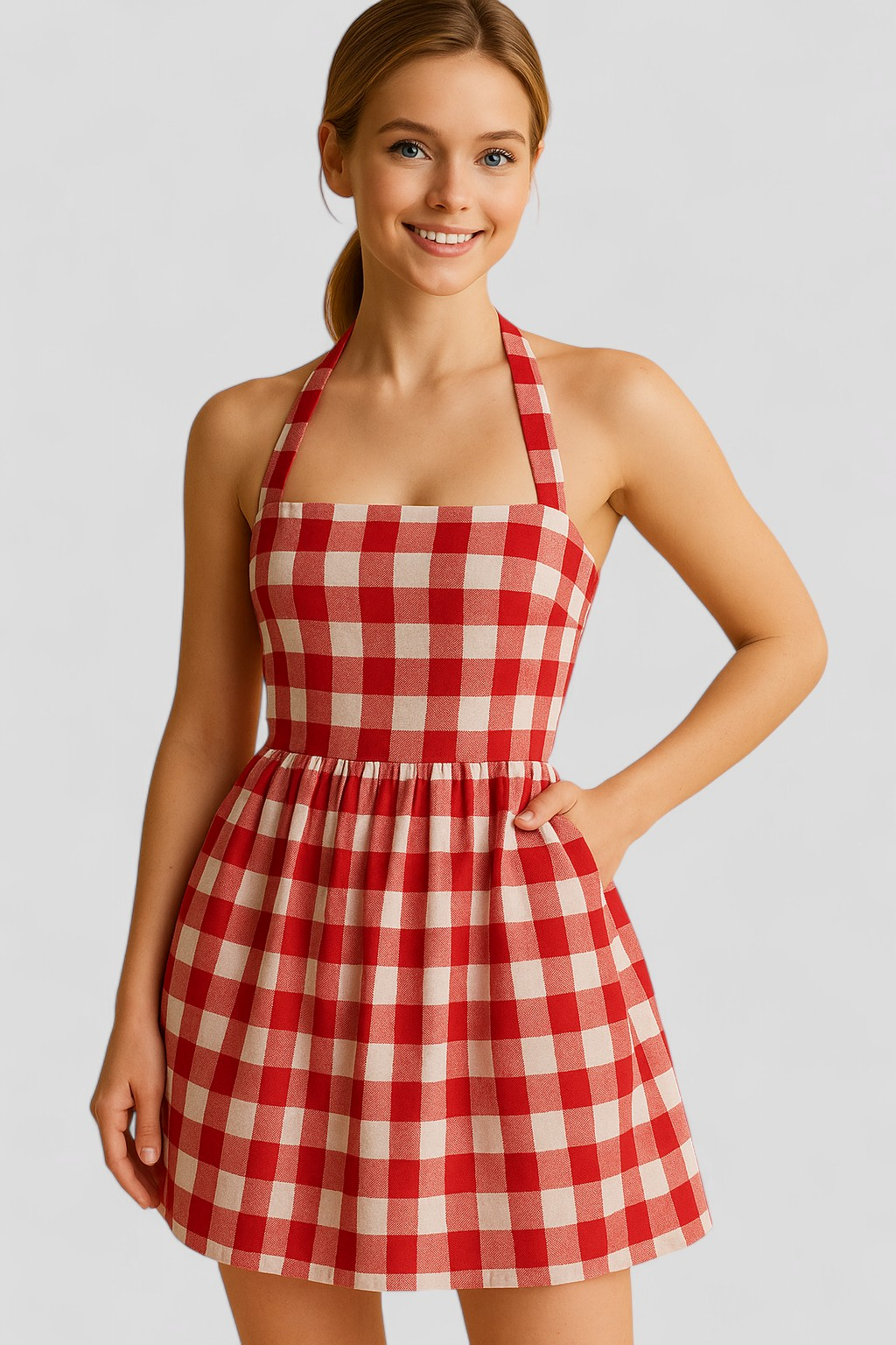 Abito Donna Flare in Cotone - - abito abito corto abito donna abito flare abito halter abito in cotone abito senza maniche cotone donna dresses fashion elegante flare look estivo moda femminile vestibilità regolare vestito estivo - Concept Palermo