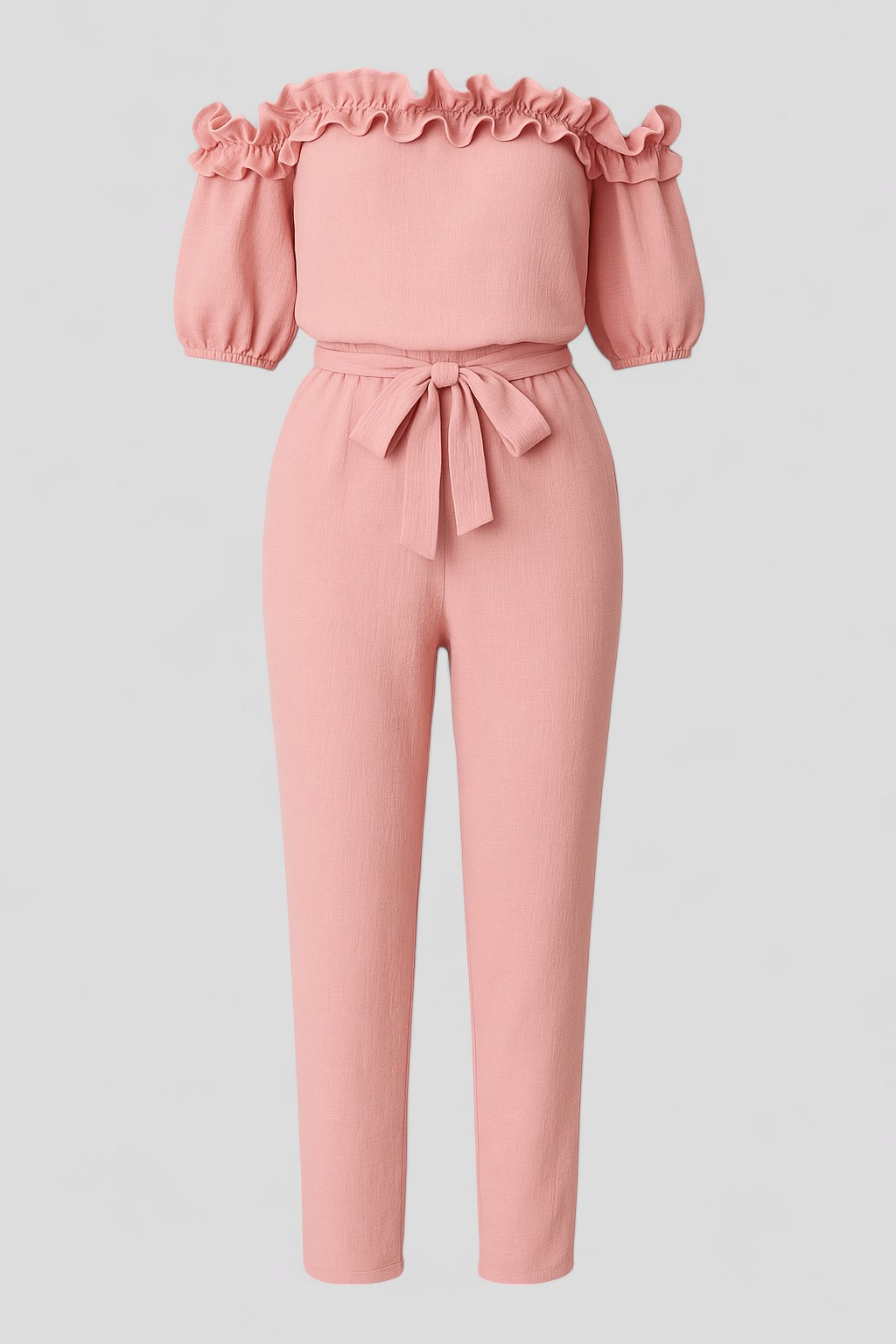 Kombinezon con Maniche a Volant - Rosa - abbigliamento estivo abito comodo capo alla moda kombinezon kombinezon elegante kombinezon maniche look romantico maniche maniche a volant one-pieces outfit serale stile e comfort versatilità moda vestiti femminili volant - Concept Palermo