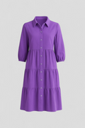 Vestido largo de mujer con cuello de solapa