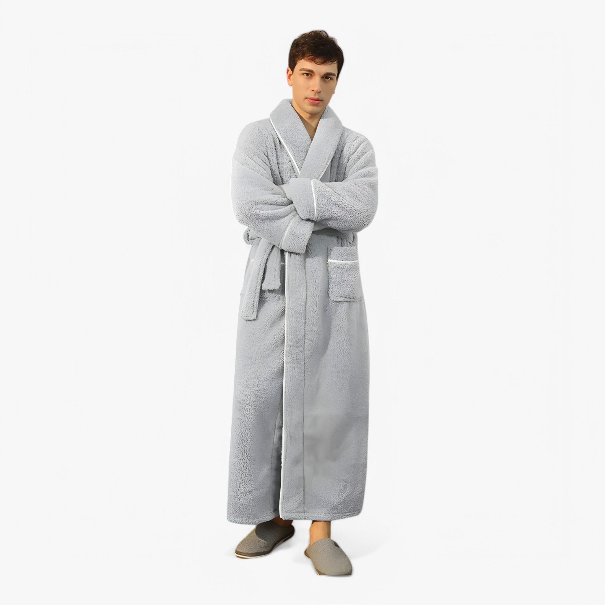 Accappatoio Uomo/Donna in Spugna di Cotone Morbido con Cappuccio, Taglie S-XL - Grigio chiaro maschio - accappatoio Home Decor robes - Concept Palermo