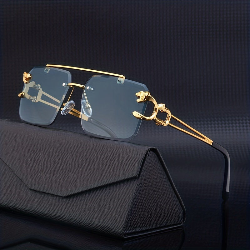 Occhiali da Sole Uomo Quadrati Oro Senza Montatura, Eleganti e alla Moda - - alla Fashion Sunglasses moda montatura occhiali paio paio occhiali quadrati sole Sunglasses - Concept Palermo