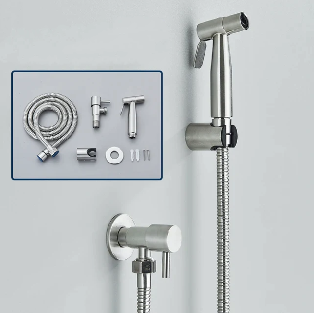 Spruzzatore per Bidet da Toilette Pulizia Iperigienica - Argento spazzolato - Bathroom Bathroom accessories bidet home & garden iperigienica pulizia spruzzatore spruzzatore bidet toilette - Concept Palermo