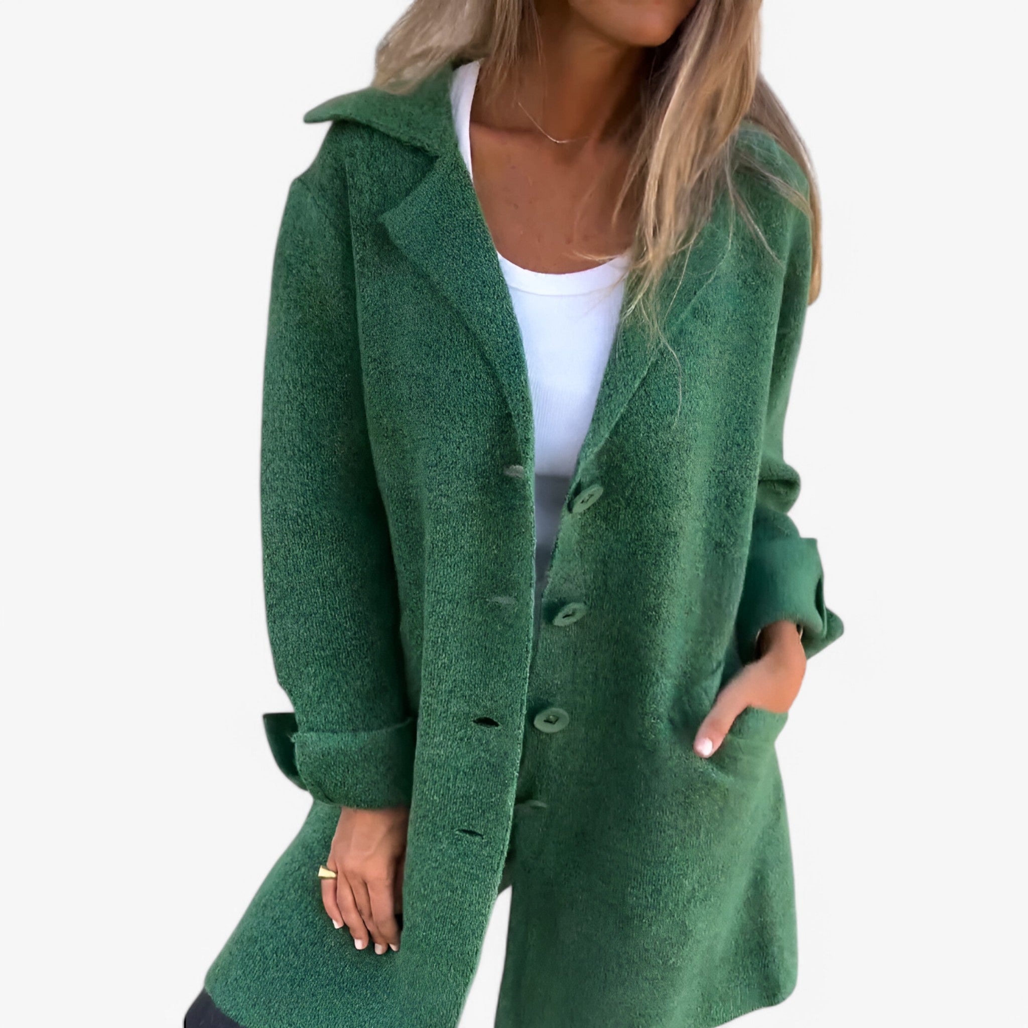 Giacca di Lana da Donna Elegante - Calda e Morbida, Vari Colori e Taglie - Verde - alla blazer calda Coat giacca giacca lana lana moda WOMEN women's coats & jackets - Concept Palermo