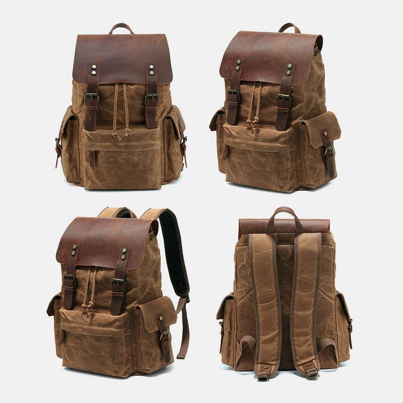 Zaino per laptop RetroRider in tela e pelle - - Backpacks bags laptop pelle retrorider tela zaino zaino laptop - Concept Palermo